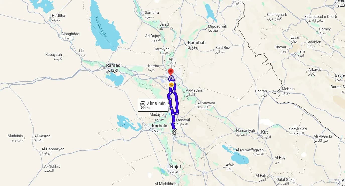 Detailed trip route map