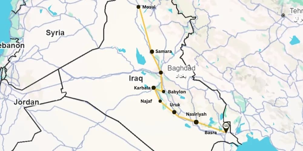 Detailed trip route map